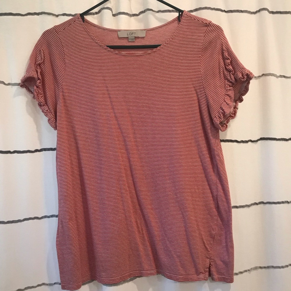 Loft red and white striped t shirt